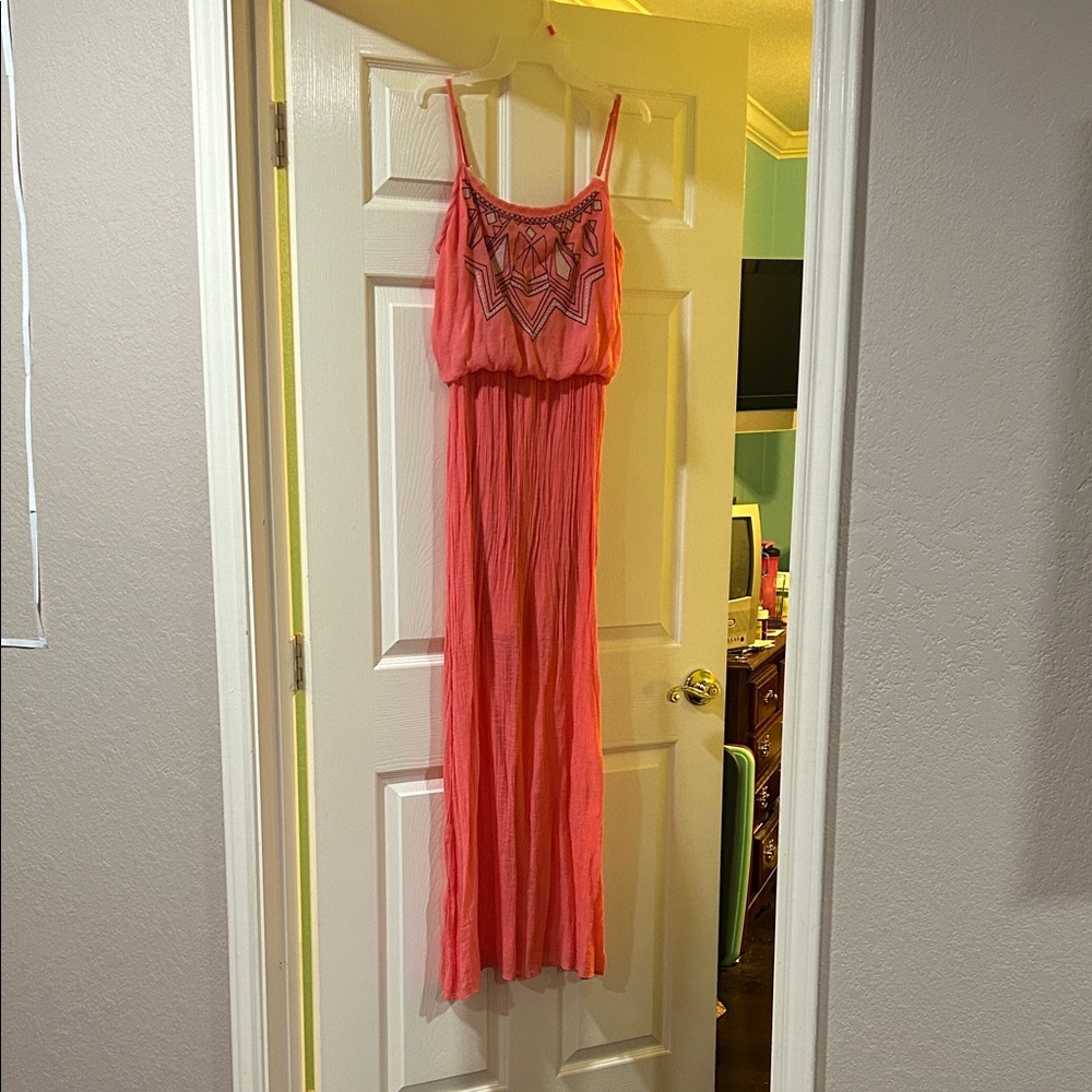 BCX Coral Embroidered Maxi Dress
